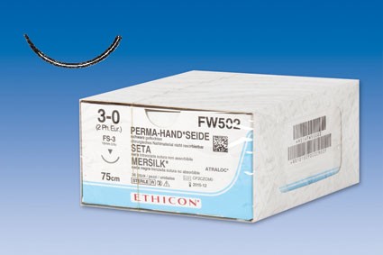 SUTURE SOIE FW  502  3-0 75CM 16C 3/8 FS3 36PCS